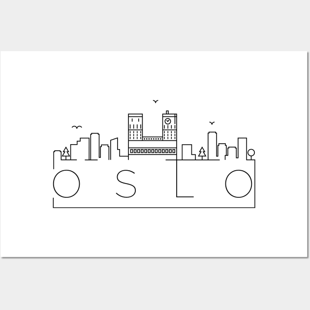 Oslo Minimal Skyline Wall Art by kursatunsal